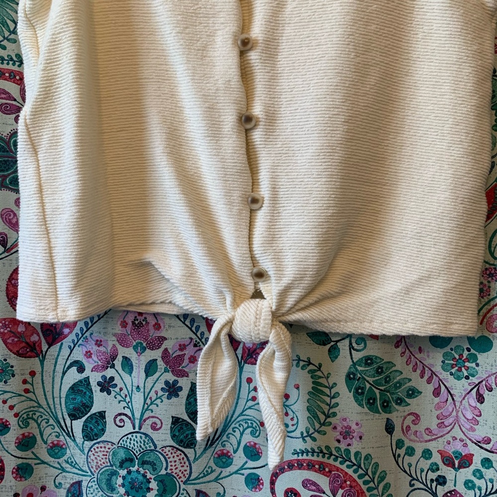 MADEWELL Texture & Thread Button Front Tie Tank - Picture 3 of 9